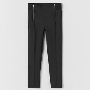 Zara Girls Black Tech Stretch Zipper Detail Leggings Size 9
